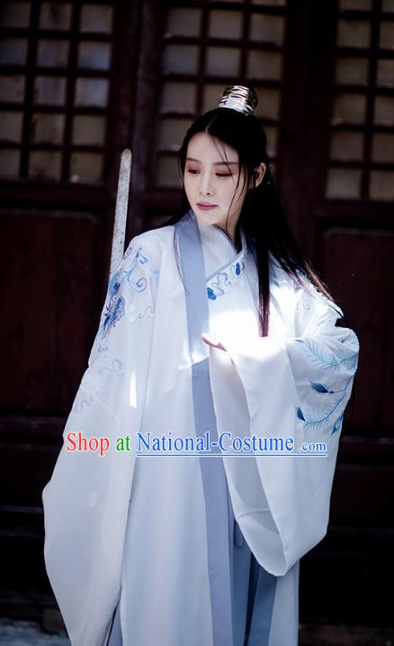 Chinese Ancient Swordsman Garment Costumes Traditional Ming Dynasty Scholar Hanfu Embroidered Cloak Shirt ans Skirt for Men