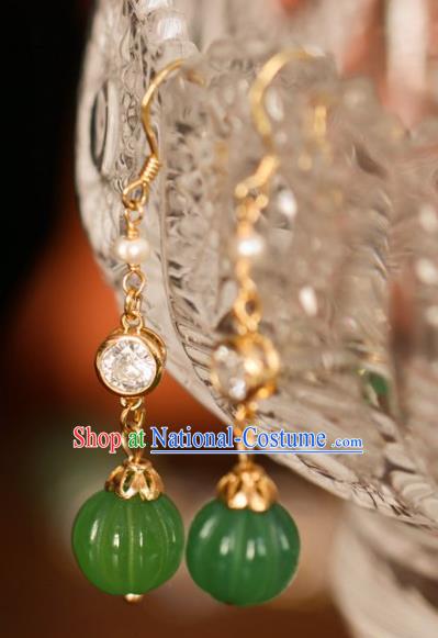 Chinese Handmade Hanfu Jade Earrings Traditional Ear Jewelry Accessories Classical Crystal Eardrop for Women