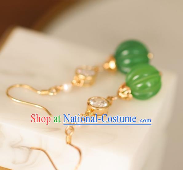 Chinese Handmade Hanfu Jade Earrings Traditional Ear Jewelry Accessories Classical Crystal Eardrop for Women