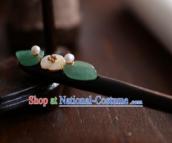 Handmade Chinese Cheongsam Aventurine Hair Clip Traditional Hanfu Hair Accessories Shell Ebony Hairpins for Women