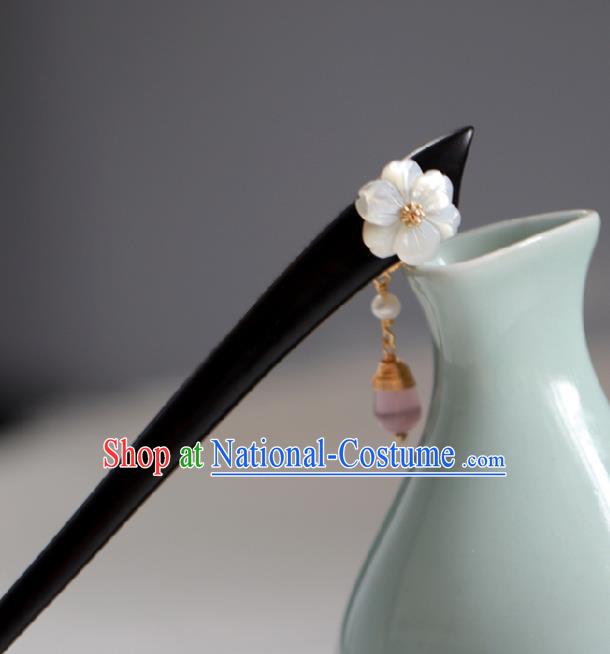 Chinese Cheongsam Ebony Hair Clip Traditional Hanfu Hair Accessories Handmade Shell Plum Hairpins for Women