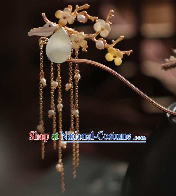 Chinese Cheongsam Golden Tassel Hair Clip Traditional Hanfu Hair Accessories Handmade Fragrans Hairpins for Women