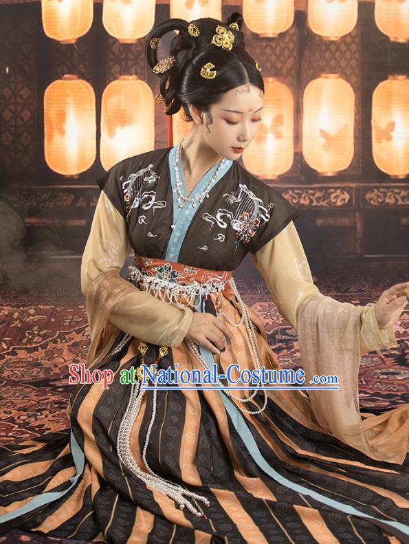 Traditional Chinese Tang Dynasty Court Lady Dance Dress Hanfu Apparels Ancient Flying Apsaras Historical Costumes Complete Set