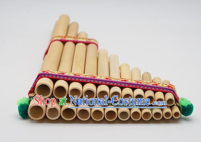 Peru Traditional Musical Instruments Indian Religious Double Row Panpipe Wind Instrument 23 Scale Pan Flute