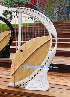 Chinese Traditional Musical Instruments China Ancient Konghou 46 Strings White Chinese Harp String Instrument