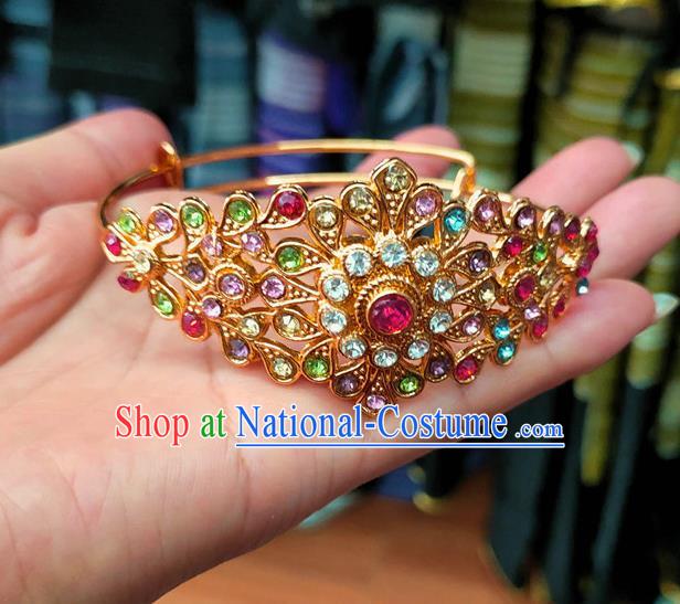 Chinese Dai Nationality Colorful Crystal Bracelet Traditional Ethnic Bangle Accessories for Women