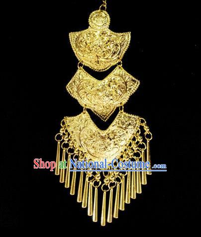 Chinese Dai Nationality Folk Dance Belt Golden Waistband Pendant Traditional Ethnic Waist Accessories for Women