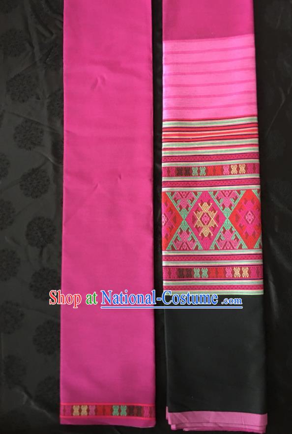 Chinese Traditional Dai Ethnic Magenta Straight Skirt Dai Nationality Dance Dress Xishuangbanna Costumes for Women