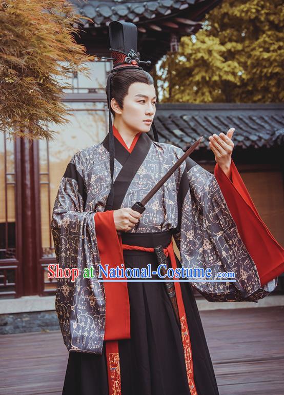 Traditional Chinese Jin Dynasty Prince Hanfu Apparels Ancient Nobility Childe Historical Costumes Full Set for Men