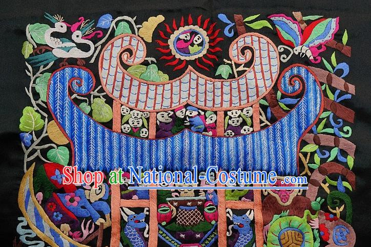 Chinese Traditional Embroidered Character Fabric Patches Handmade Embroidery Craft Miao Ethnic Embroidering Applique Accessories