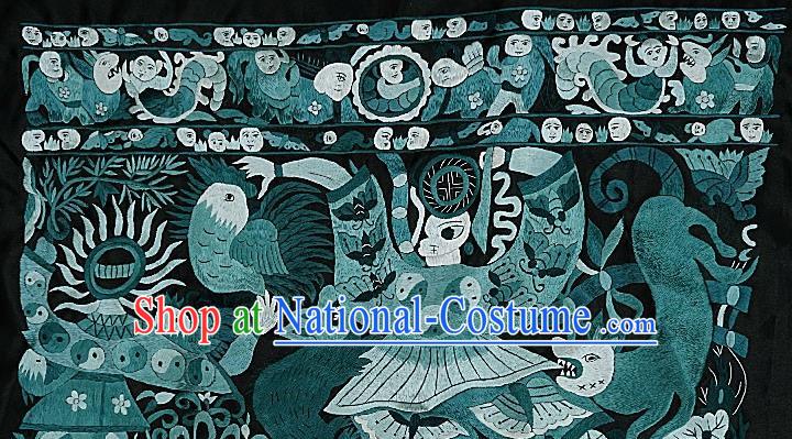 Chinese Traditional Embroidered Mythical Creature Fabric Patches Handmade Embroidery Craft Miao Ethnic Embroidering Applique Accessories