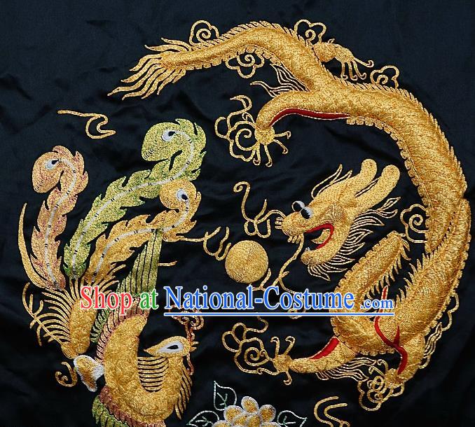 Chinese Traditional Embroidered Dragon Green Phoenix Fabric Patches Handmade Embroidery Craft Embroidering Applique Decorative Picture Accessories