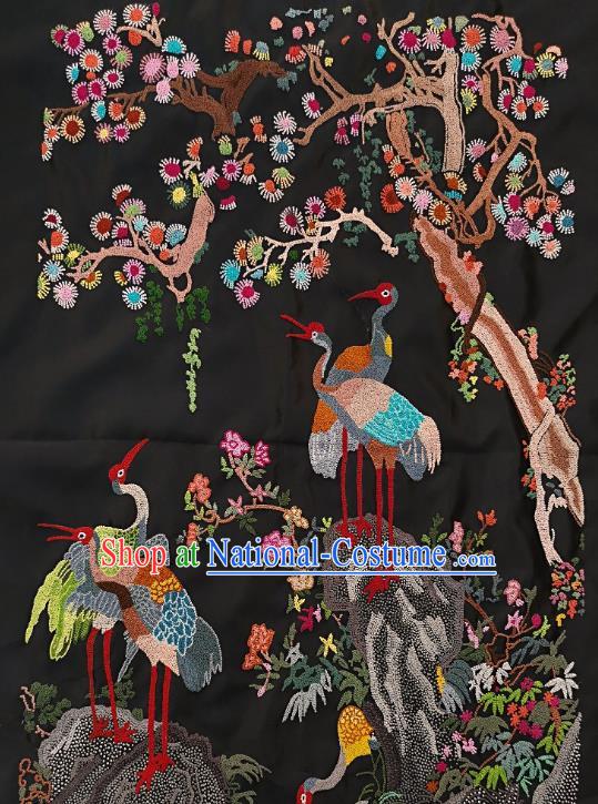 Chinese Traditional Embroidered Cranes Pine Fabric Patches Handmade Embroidery Craft Embroidering Silk Applique Accessories