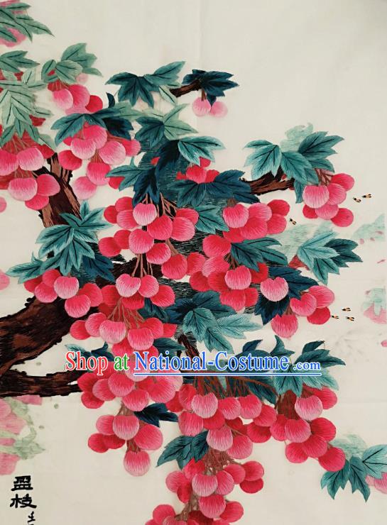 Chinese Traditional Embroidered Hawthorn Decorative Painting Handmade Embroidery Craft Embroidering Cloth Picture