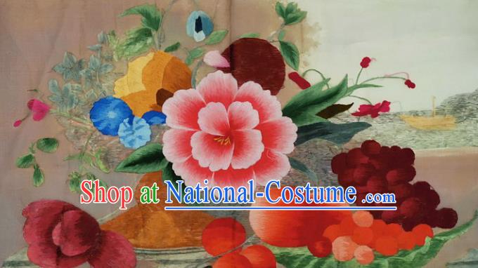 Chinese Traditional Embroidered Decorative Painting Handmade Embroidery Craft Embroidering Flowers Cloth Picture