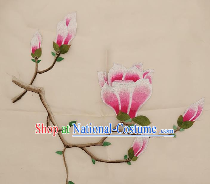 Traditional Chinese Embroidered Yulan Magnolia Fabric Patches Handmade Embroidery Craft Accessories Embroidering Applique