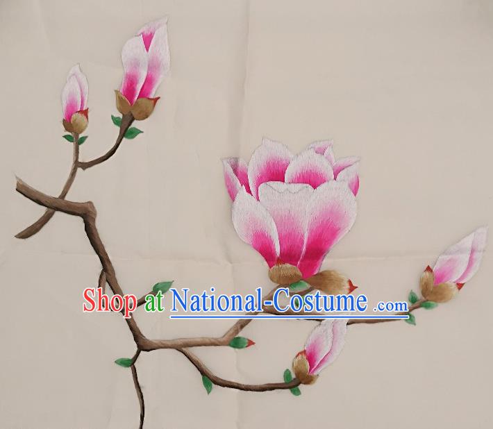 Traditional Chinese Embroidered Magnolia Fabric Patches Handmade Embroidery Craft Accessories Embroidering Flowers Applique