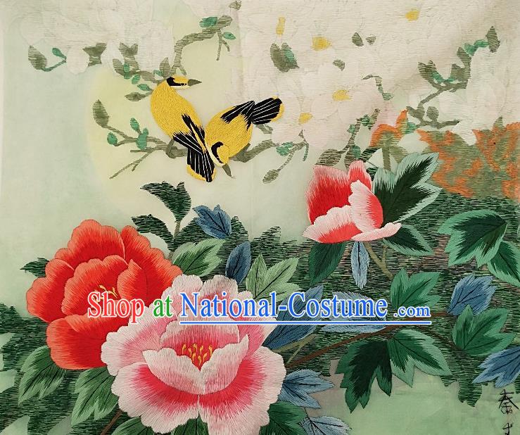 Traditional Chinese Embroidered Magnolia Bird Fabric Patches Handmade Embroidery Craft Accessories Embroidering Peony Applique