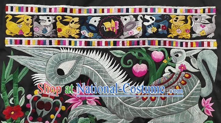 Chinese Traditional Embroidered Horse Monkey Fabric Patches Handmade Embroidery Craft Miao Ethnic Accessories Embroidering Peach Applique