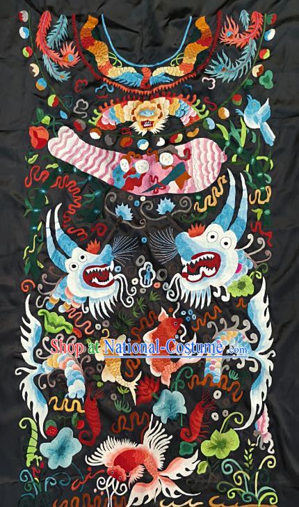 Chinese Traditional Embroidered Goldfish Fabric Patches Handmade Embroidery Craft Miao Ethnic Accessories Embroidering Dragon Applique