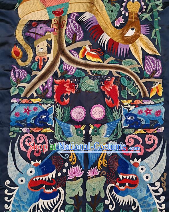 Chinese Traditional Embroidered Horse Fish Fabric Patches Handmade Embroidery Craft Miao Ethnic Accessories Embroidering Dragon Applique