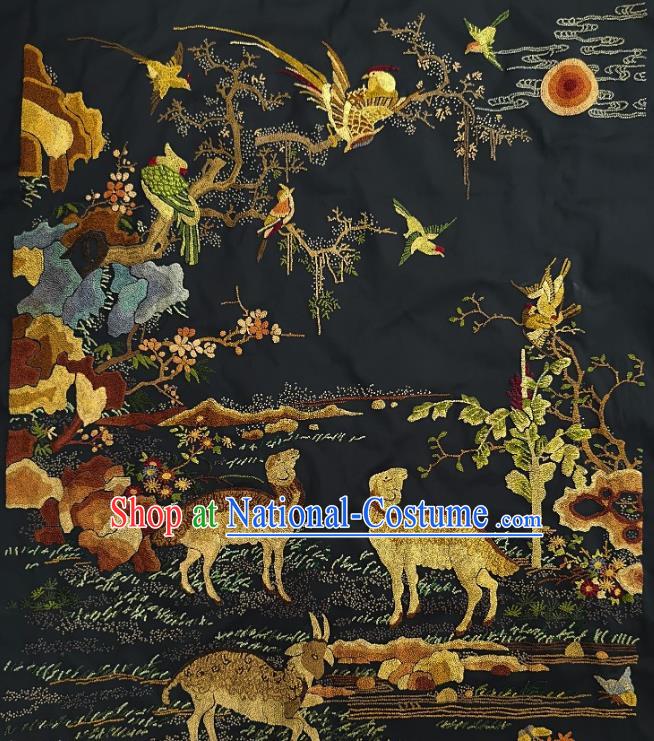 Chinese Traditional Embroidered Ginger Bird Sheep Fabric Patches Handmade Embroidery Craft Embroidering Silk Applique