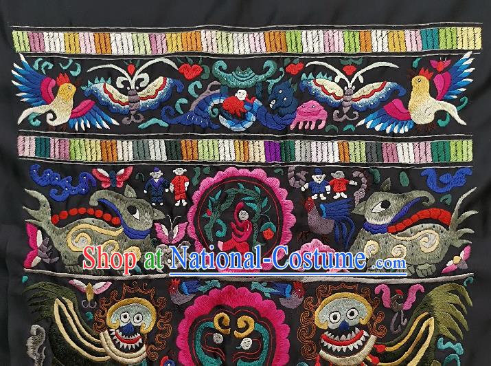 Chinese Traditional Embroidered Butterfly Fabric Patches Handmade Embroidery Craft Miao Ethnic Accessories Embroidering Lion Rosy Applique