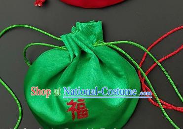 Chinese Traditional Handmade Embroidered Peony Green Silk Sachet Perfumed Silk Bag