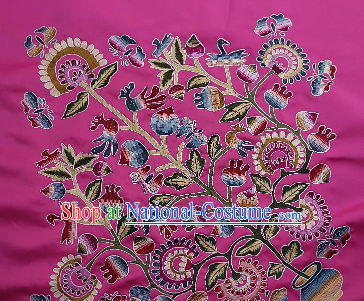 Traditional Chinese Embroidered Flowers Fabric Patches Handmade Embroidery Craft Accessories Embroidering Rosy Silk Cushion Applique