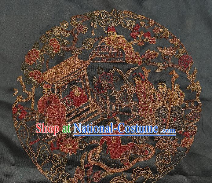 Chinese Traditional Embroidered Red Cloth Character Painting Handmade Embroidery Craft Embroidering Silk Decorative Picture