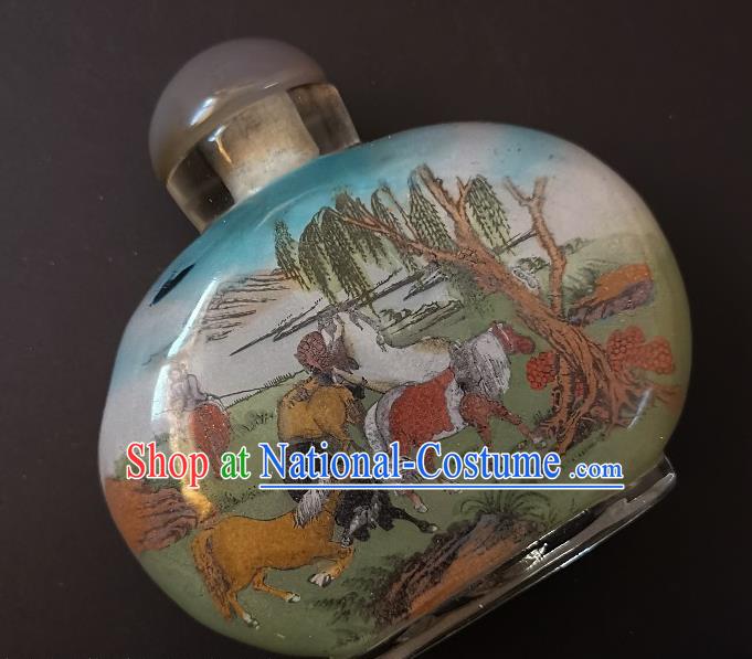 Chinese Snuff Bottle Traditional Handmade Painting Horses Pine Snuff Bottles