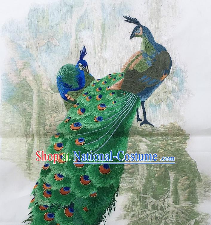 Traditional Chinese Embroidered Peacock Fabric Hand Embroidering Dress Applique Embroidery Veil Patches Accessories