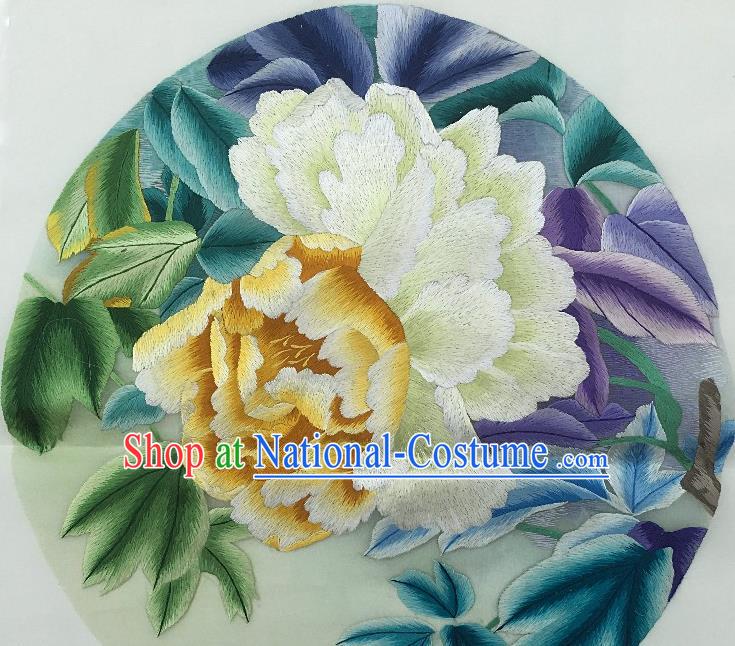 Traditional Chinese Embroidered Peony Fabric Hand Embroidering Dress Applique Embroidery Veil Patches Accessories