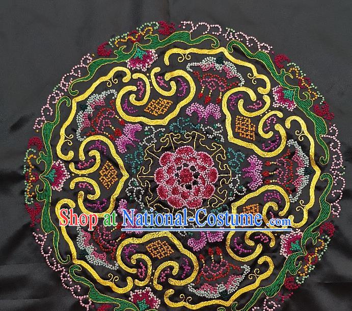 Traditional Chinese Embroidered Pink Bats Fabric Hand Embroidering Dress Round Applique Embroidery Silk Patches Accessories