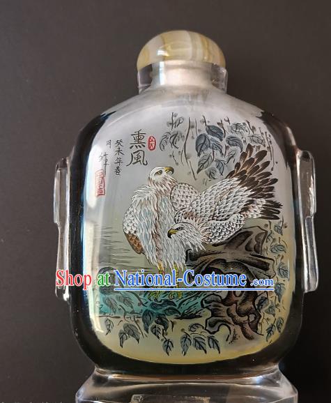 Chinese Snuff Bottle Traditional Handmade Painting Double Eagle Inside Snuff Bottles