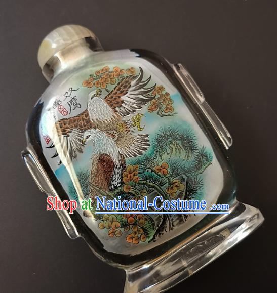 Chinese Snuff Bottle Traditional Handmade Painting Double Eagle Inside Snuff Bottles