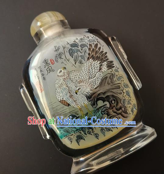 Chinese Snuff Bottle Traditional Handmade Painting Double Eagle Inside Snuff Bottles