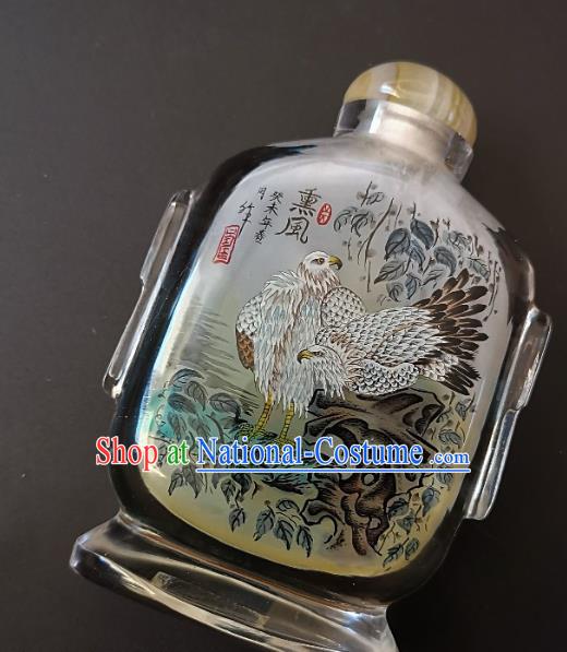 Chinese Snuff Bottle Traditional Handmade Painting Double Eagle Inside Snuff Bottles