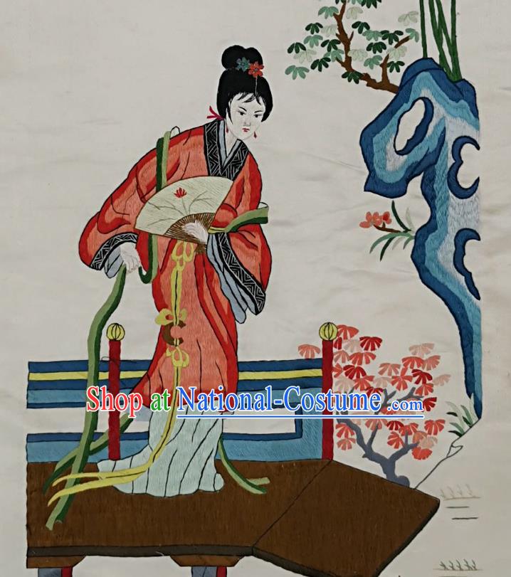 Chinese National Embroidered Beauty Xue Baochai Painting Traditional Handmade Embroidery Craft Embroidering Silk Decorative Wall Picture