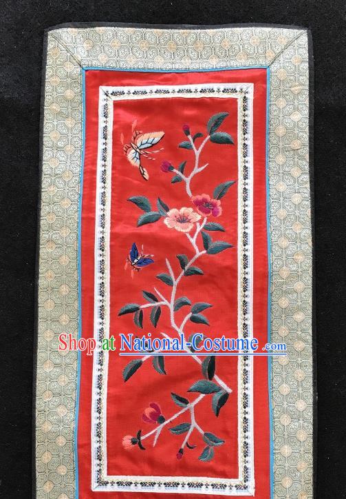 Chinese National Embroidered Flowers Bird Paintings Traditional Handmade Embroidery Decorative Red Silk Picture Craft