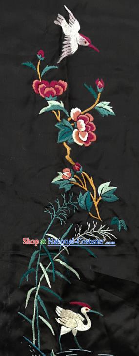 Chinese National Embroidered Bird Peony Black Silk Painting Traditional Handmade Embroidery Craft Embroidering Decorative Wall Picture