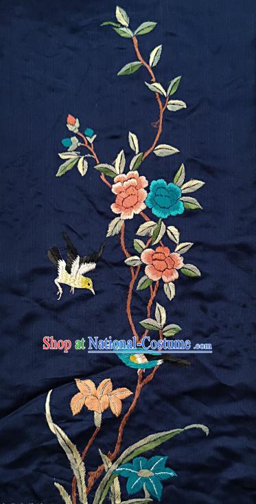 Chinese National Embroidered Yellow Bird Peony Silk Painting Traditional Handmade Embroidery Craft Embroidering Decorative Wall Picture