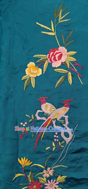 Chinese National Embroidered Pink Peony Birds Silk Painting Traditional Handmade Embroidery Craft Embroidering Decorative Wall Picture