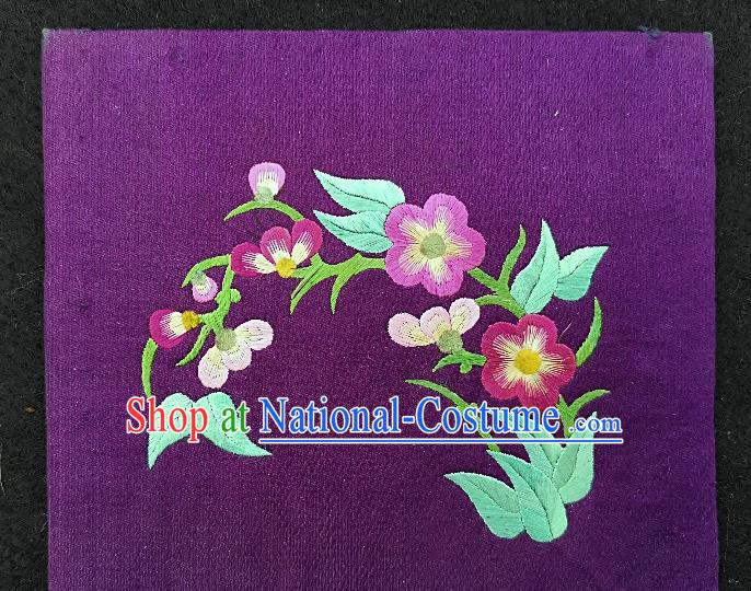 Traditional Chinese Embroidered Flower Purple Silk Patches Handmade Embroidering Dress Applique Embroidery Fabric Accessories