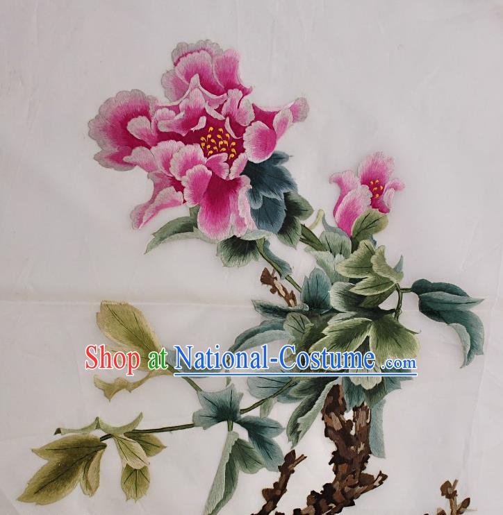 Traditional Chinese Embroidered Peony Cloth Patches Handmade Embroidering Dress Applique Embroidery Silk Fabric Accessories