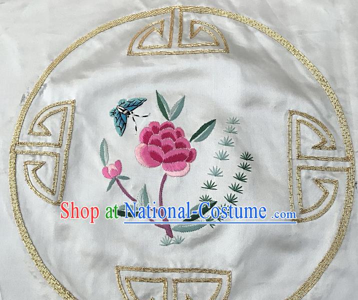 Traditional Chinese Embroidered Flower Butterfly Cloth Patches Handmade Embroidering Dress Applique Embroidery Silk Fabric Round Accessories