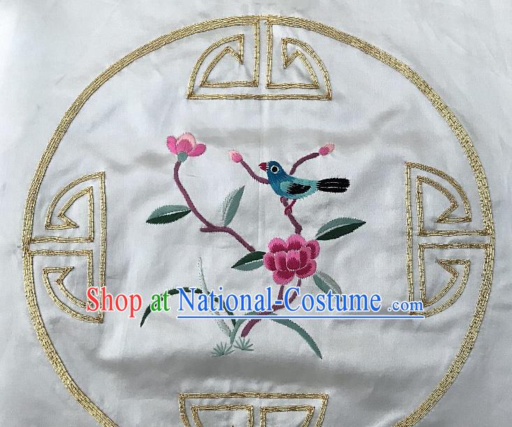 Traditional Chinese Embroidered Flower Bird Cloth Patches Handmade Embroidering Dress Applique Embroidery Silk Fabric Round Accessories