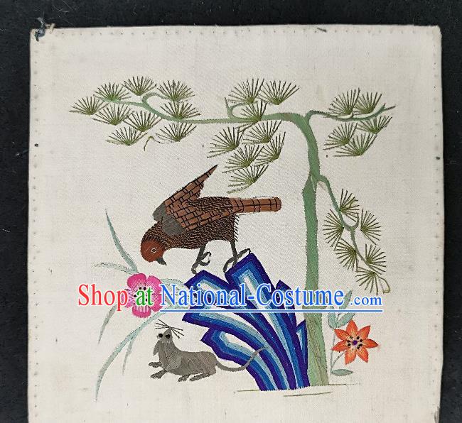 Traditional Chinese Embroidered Pine Eagle Silk Patches Handmade Embroidery Fabric Accessories Embroidering Dress Applique