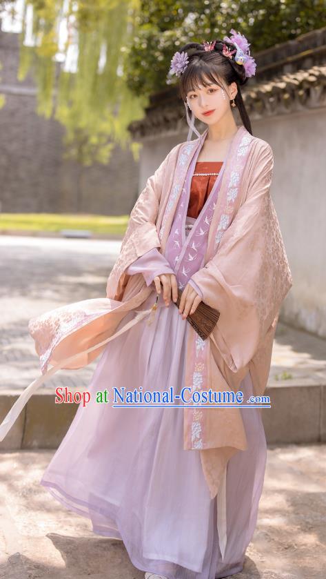 Chinese Song Dynasty Palace Princess Costumes Traditional Ancient Court Lady Hanfu Garment BeiZi Top Blouse and Skirt Full Set