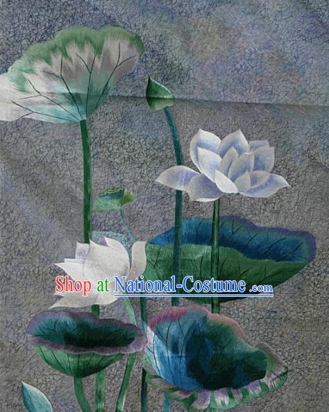 Traditional Chinese Embroidered Lilac Lotus Fabric Hand Embroidering Dress Applique Embroidery Veil Patches Accessories